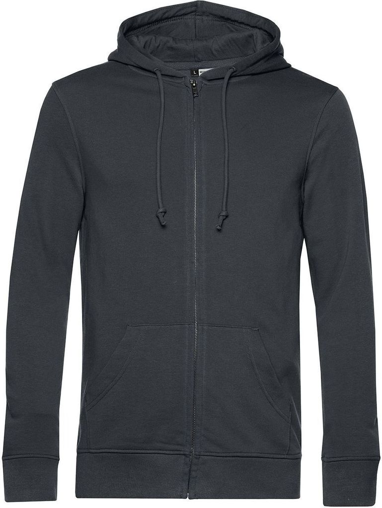 B&C - "Organic" Kapuzenpullover, Mit Reißverschluss für Herren RW8037 (3XL) (Asphaltgrau)