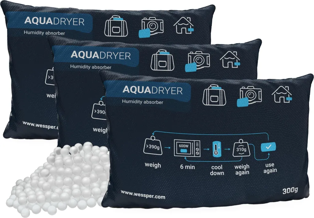 Wessper 3x300g Deumidificatore Riutilizzabile Silice per Armadi e Auto