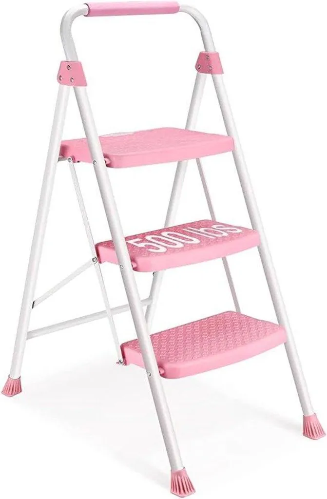 Aide à la montée rose 3 marches pour cuisine et dressing - Modèle léger