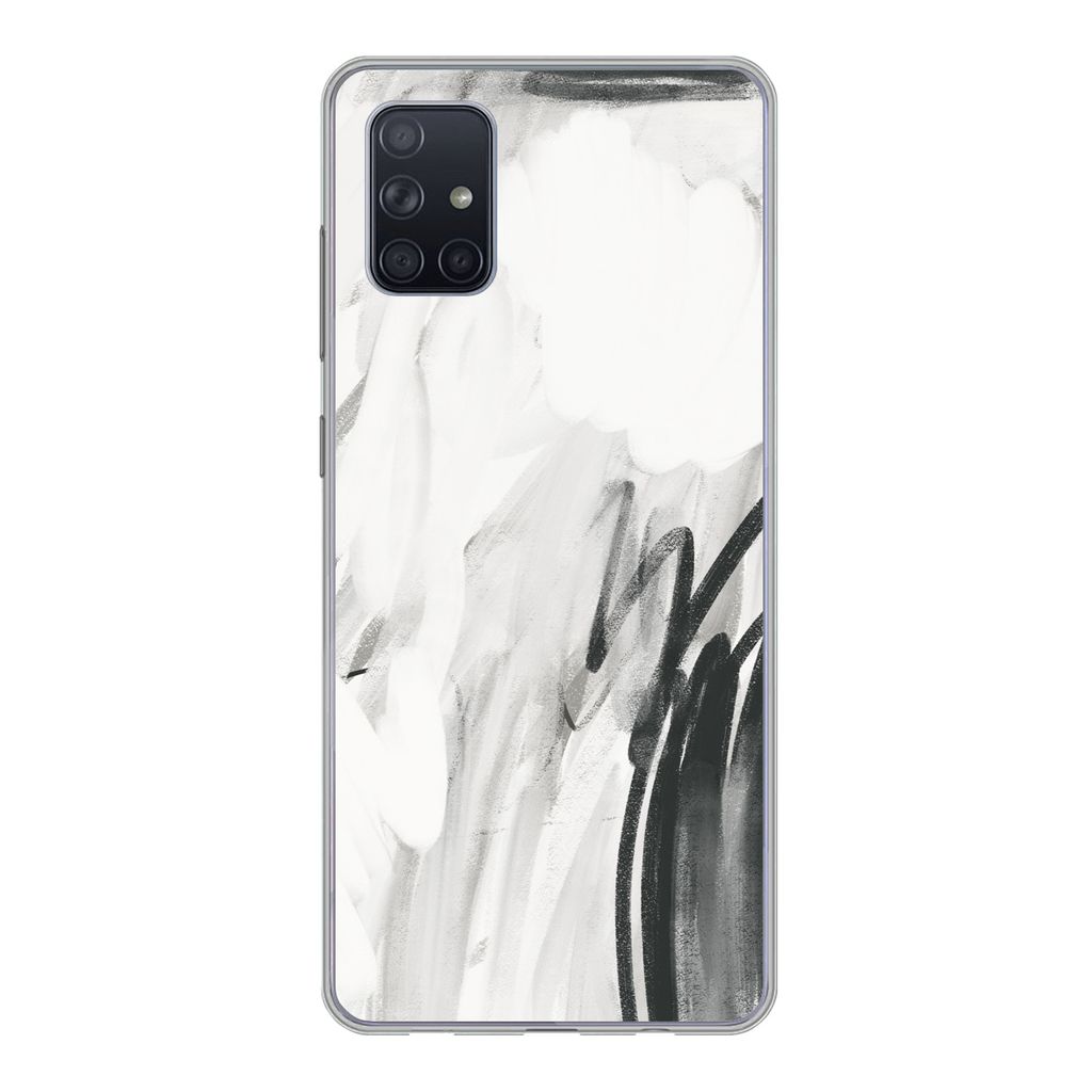 MuchoWow Handyhülle Schutzhülle Hülle für Samsung Galaxy A71 Kunst - Schwarz - Weiß - Abstrakt Silikon Softcase Handy Hülle - Kartenbesitzer