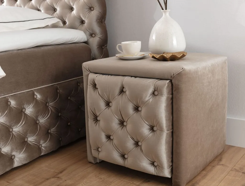 Table de nuit beige WANEKA : petit meuble de rangement style moderne - 4