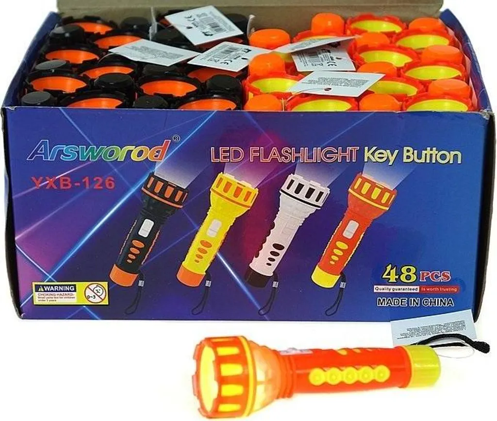 Mini Lampe de Poche LED avec Attache Pendentif 10.5cm en Pack de 48