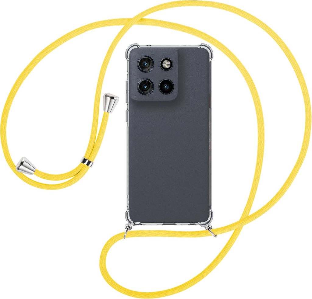 Handykette Backcover-Schutzhülle mit Band (Metall silberfarben) für Motorola Moto G Stylus 5G (2025) - gelb