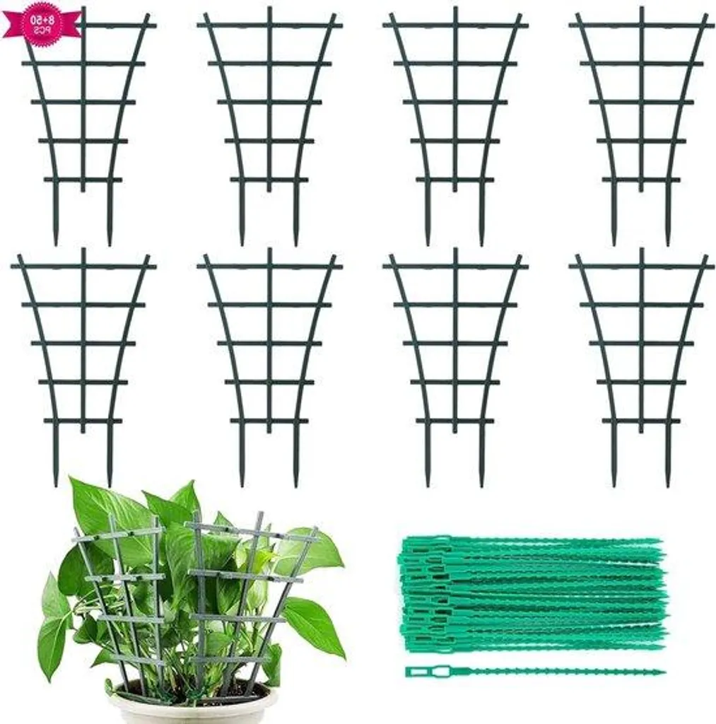 Aide à l'escalade plantes : 8 tuteurs robustes + 50 fixations souples - 2