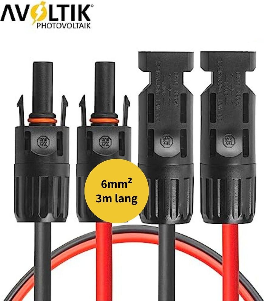 3 Meter MC4 Solarkabel Paar 6mm² Durchmesser Verbindungskabel PV Kabel Verlängerungskabel Solarmodul