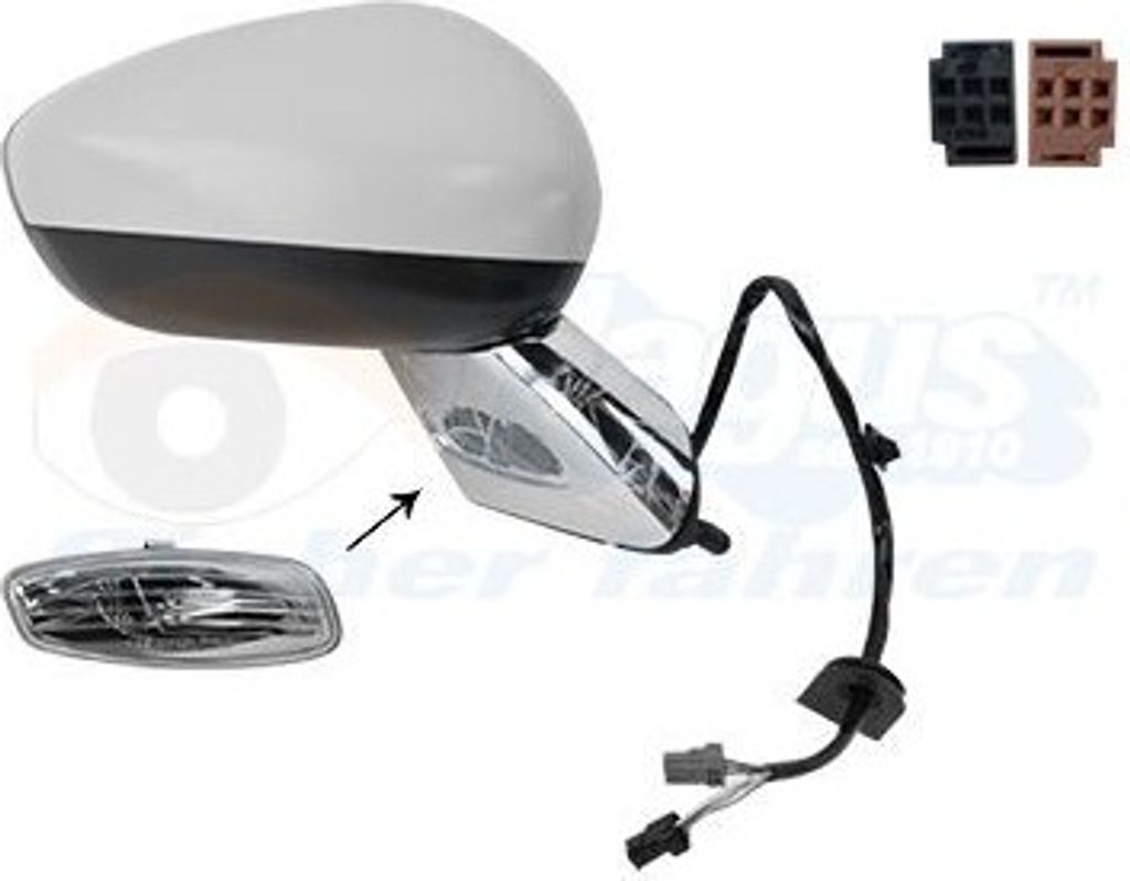 VAN WEZEL 1075818 Außenspiegel Seitenspiegel Rechts für CITROËN DS3 Konvex Beheizt Grundiert