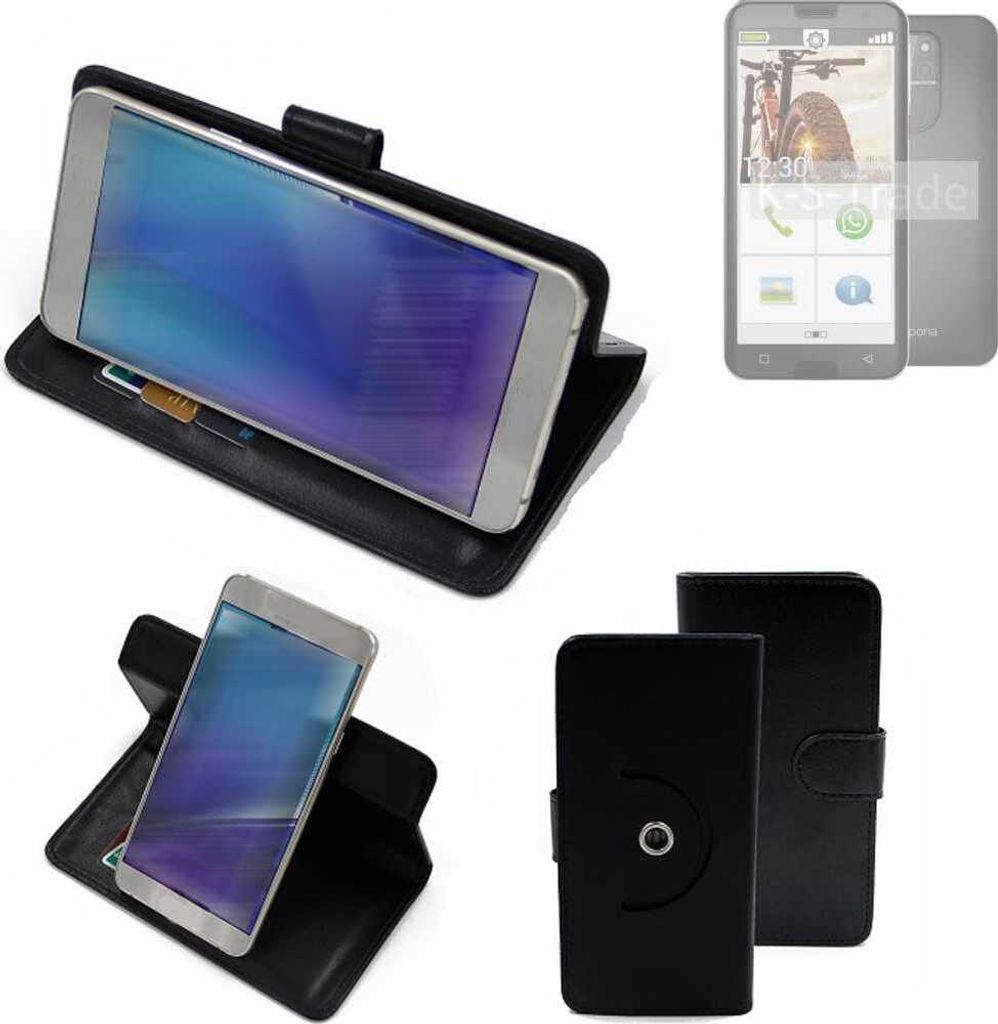 K-S-Trade Case Schutzhülle Handyhülle kompatibel mit Emporia smart.5 Flipcase Smartphone Cover Handy Schutz Tasche Klapphülle Walletcase schwarz