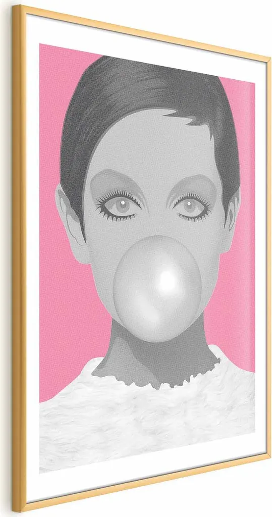 Poster con gomme da masticare 40x60 cm con cornice dorata con margine