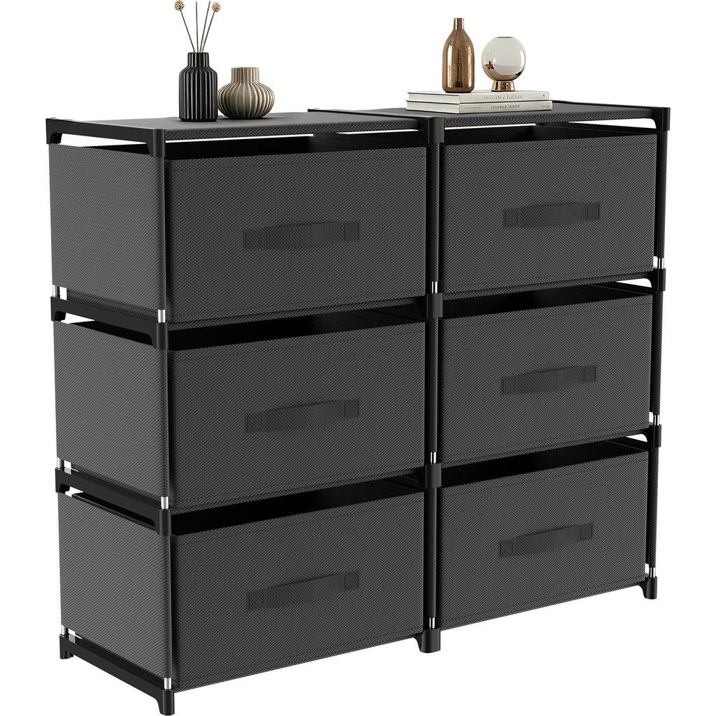 Verdego Kommode mit 6 Stoffschubladen, 80x26x67cm Produktbild 