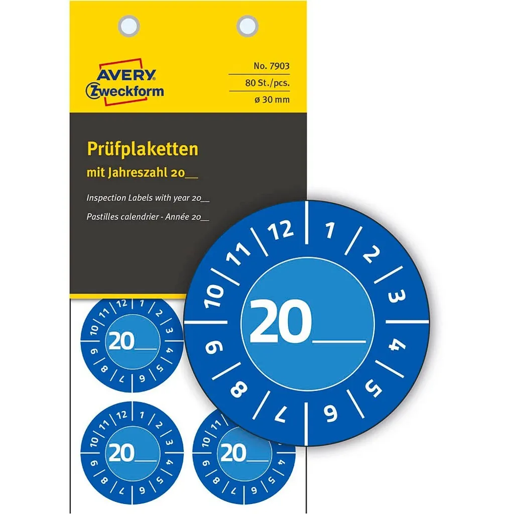Bollini Revisione Avery 7903 Blu - Kit 80 Etichette Ispezione