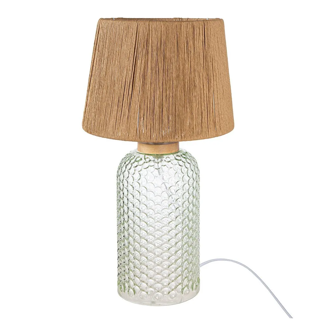 Lampe à poser Gilde Alveare cylindrique en verre vert H48cm 58261