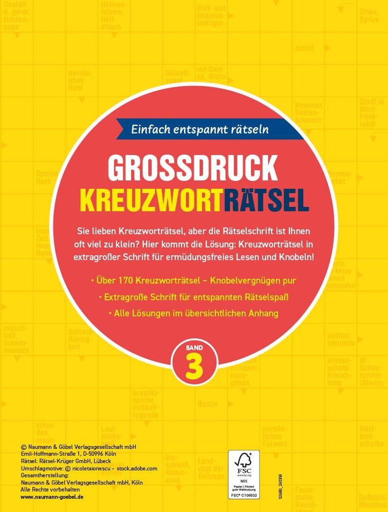 Großdruck Kreuzworträtsel Band 3 -  Rätselbuch für Senioren Produktbild 