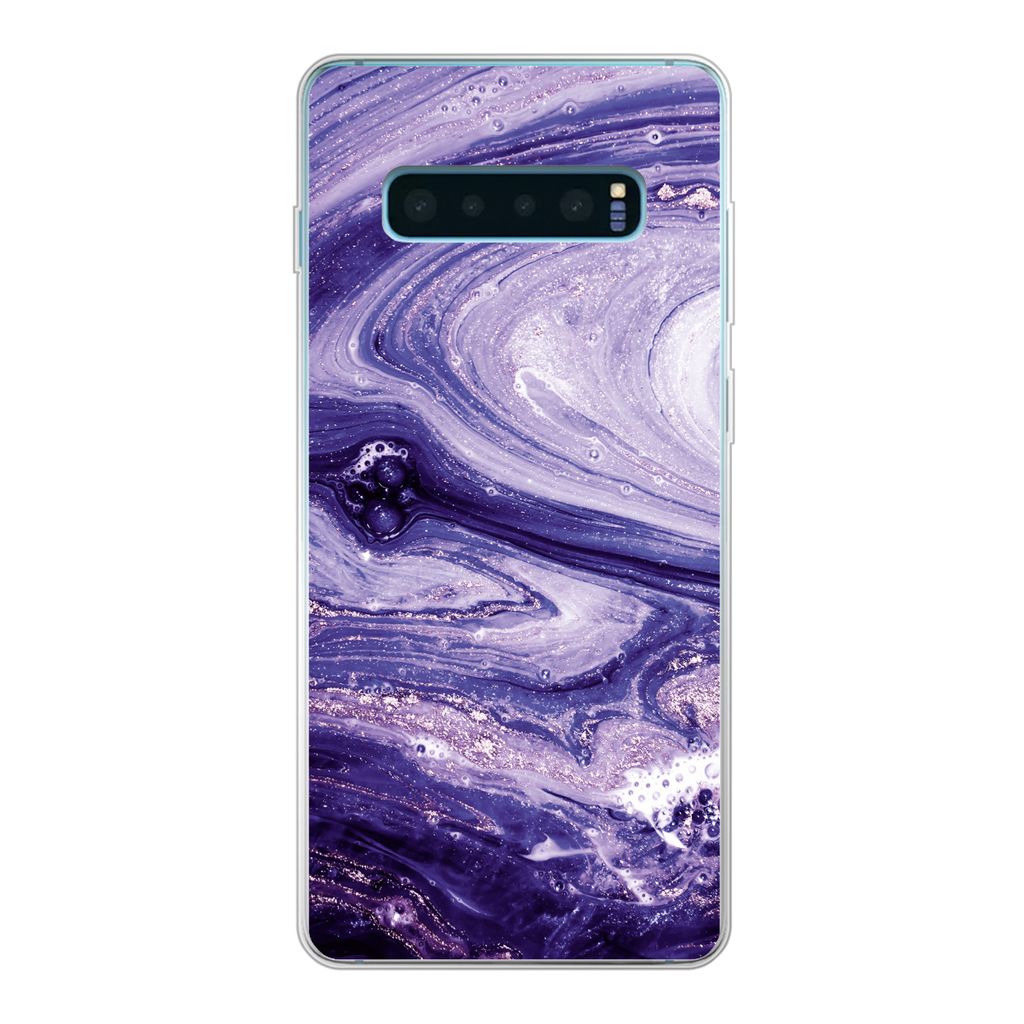 MuchoWow Handyhülle Schutzhülle Hülle für Samsung Galaxy S10 Lite Marmor - Naturstein - Glitzer Silikon Softcase Handy Hülle - Schutz