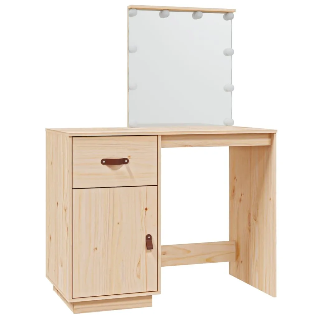 Tavolino con LED 95x50x133,5 cm in legno di pino massiccio