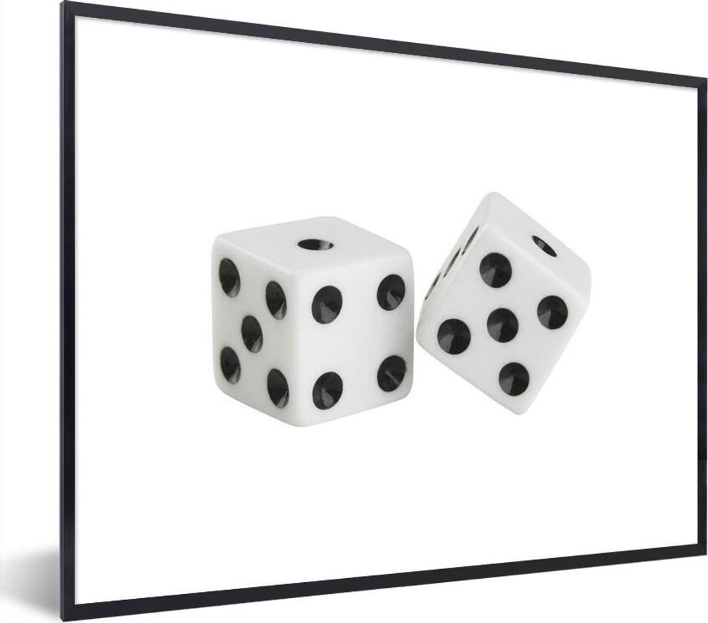 MuchoWow Gerahmtes Poster Zwei weiße Würfel 80x60 cm - Poster mit Schwarzem Bilderrahmen Wandposter Rahmen Foto Bilder - Schwarzem - Mit Gestell