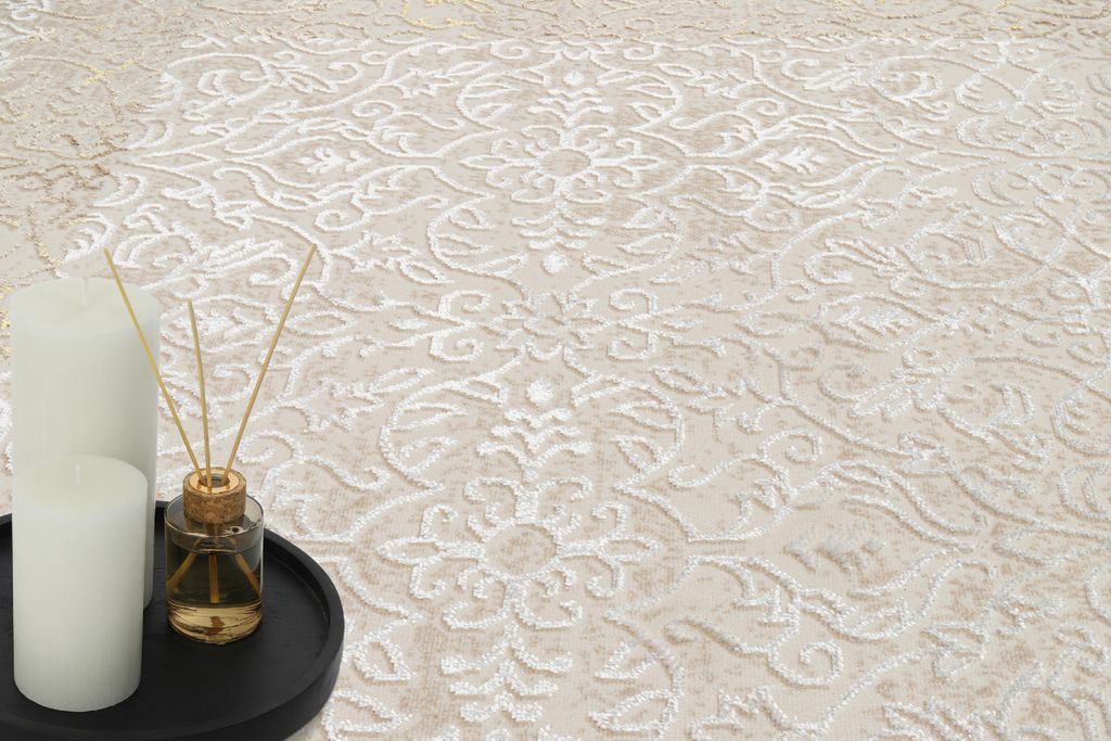 Tapiso Teppich ARES klassisch beige Wohnzimmer Schlafzimmer Produktbild 
