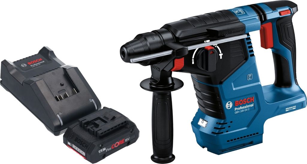 Bosch GBH 18V-24 C Professional Akku Bohrhammer 18 V 2,4 J Brushless SDS plus + 1x ProCORE Akku 4,0 Ah + Ladegerät