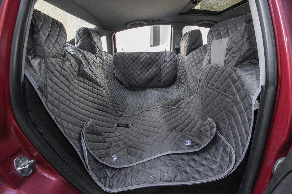 Autoschondecke für Hunde, Auto Liegen ,Autoaumdecke, Autoabdeckung, Abdeckung, Hundeliegen, Liegen, Mit Klettverschluss und Seiten 220 cm Grau