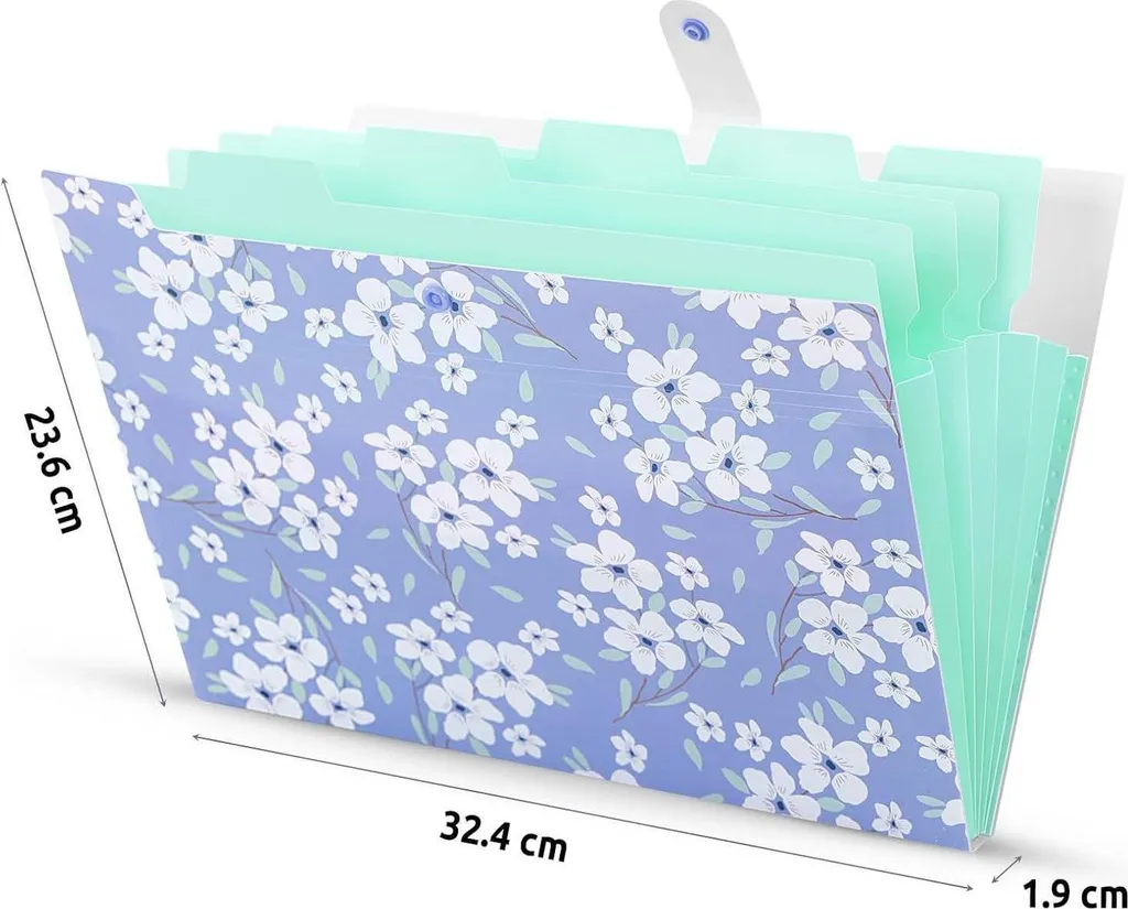 Porte-documents violet 6 poches et boucle florale au format A4 rigide - 7