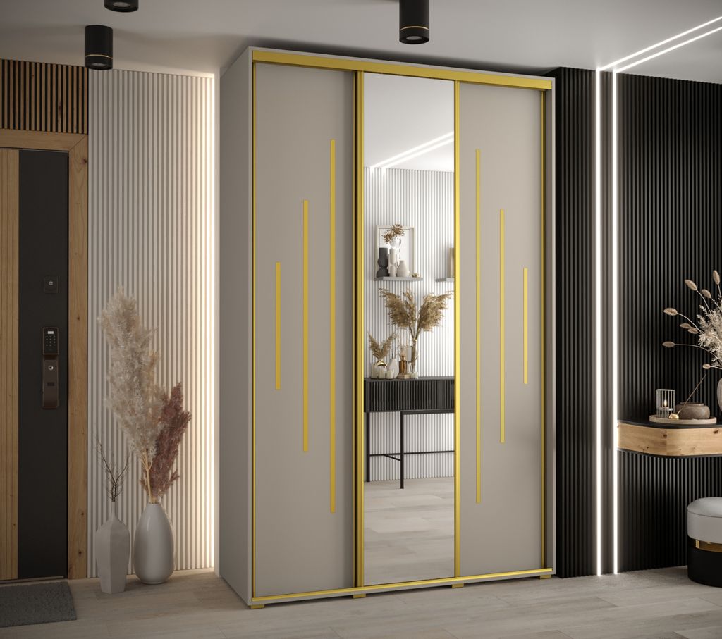 Kleiderschrank INDIRA 13 - 160/45 cm, Kaschmir/Gold