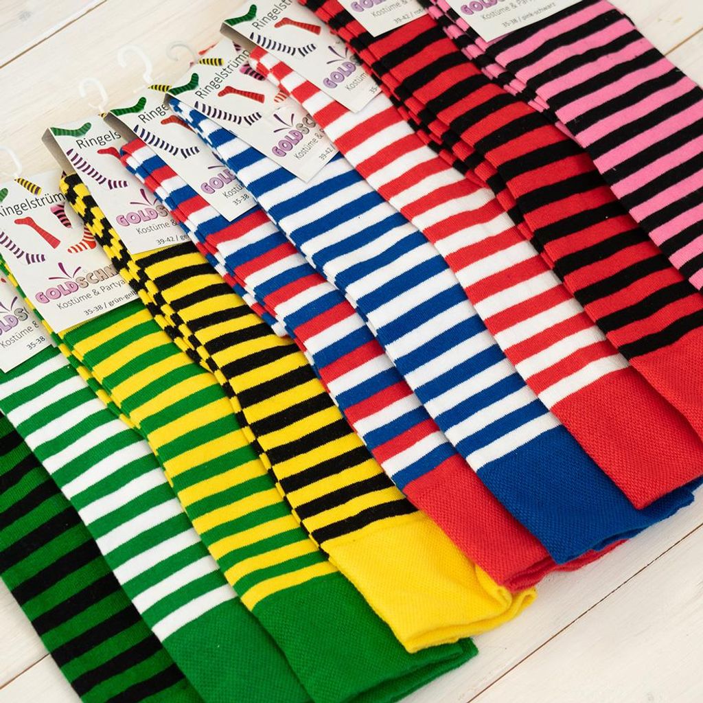 Ringelstrümpfe Ringelsocken Kniestrümpfe rot weiß 27/30 Produktbild 