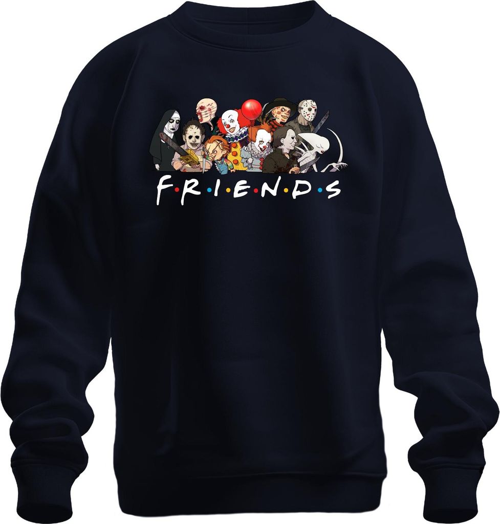 FRIENDS Horror Ikonen Pennywise Chucky Michael Jason Freddy Fans Uni Sweatshirt Pullover, Navy, L
