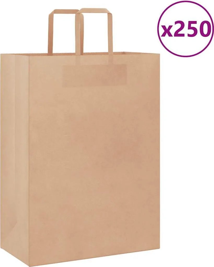 250 Buste Carta Kraft 32x17x44 cm - Shopper per Asporto e Negozi