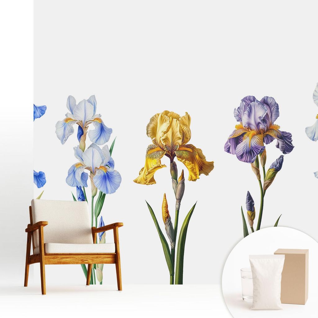 Fototapete - 250x250 cm - Tapete - Wandtapete - Wandbilder - Dekofolie - Tapete Folie - Wand - Dekoration - Wohnzimmer - Irisblüten