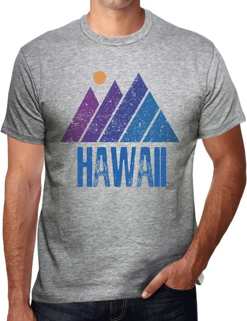 Herren Grafik T-Shirt Berg-Hawaii – Mountain Hawaii – Öko-Verantwortlich Vintage Jahrgang Kurzarm Lustige Druck Geburtstag Geschenk Mann