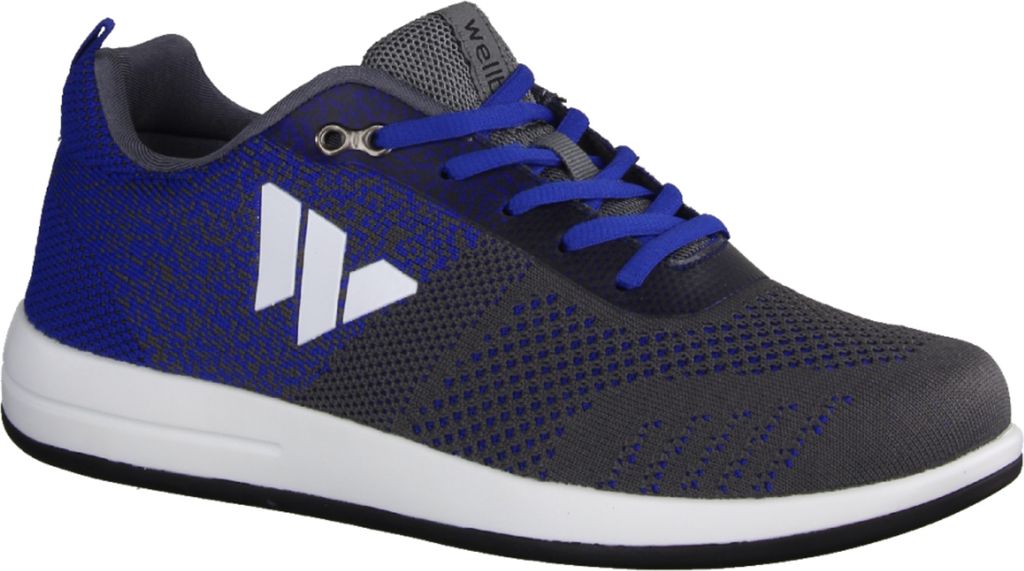 Wellbe Grenada Herren-Sneaker, Royalblue/Grey, Textil, Wechselfußbett - Herrenschuhe Sneaker / Schnürschuh, Blau, textil (strickmesh, leicht wass...