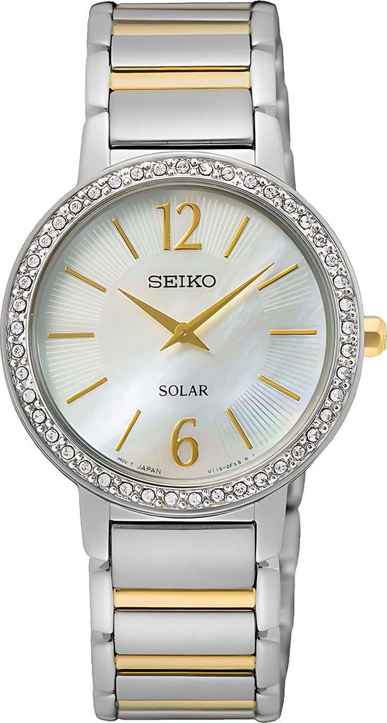 Seiko Solar Damenuhr silber gold SUP469P1
