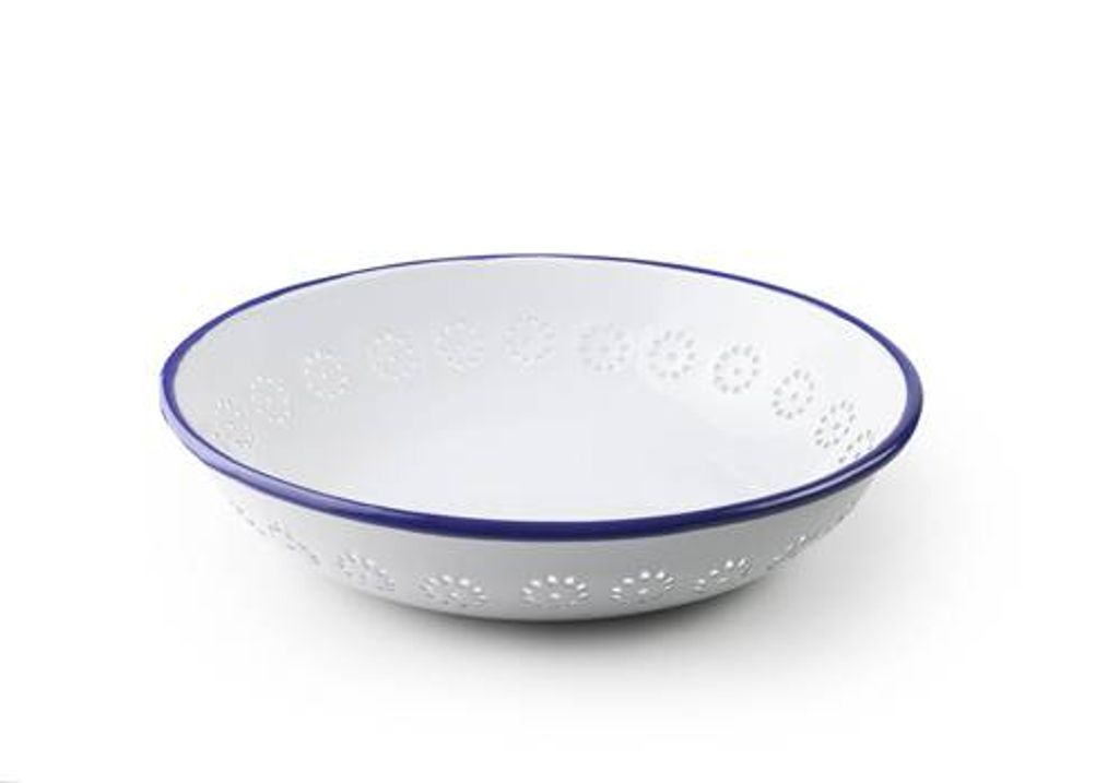 Obstschale Ibili-Blanca, emaillierter Stahl, 26x6 cm, weiß/blau