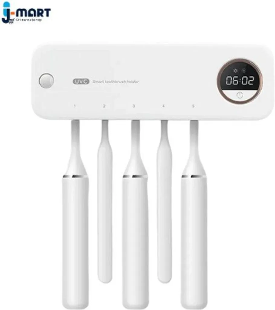 Porte-brosse à dents mural anti-bactérien UV avec horloge LED intégrée