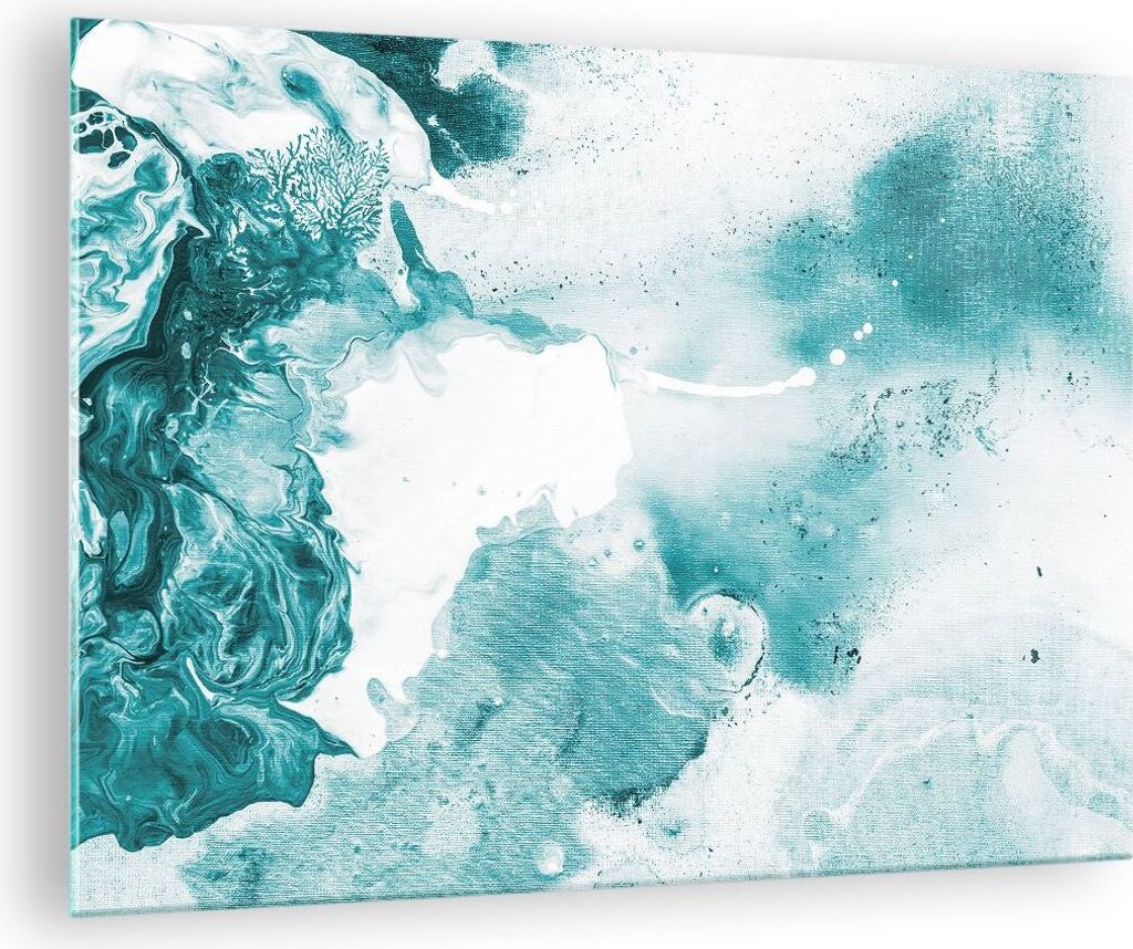 Bilder auf glas - Einteilig - Abstraktion Meer Türkis - 70x50cm - Glasbilder - Wandbilder - Bilder - zum Aufhängen bereit - Wanddekoration aus Gl...