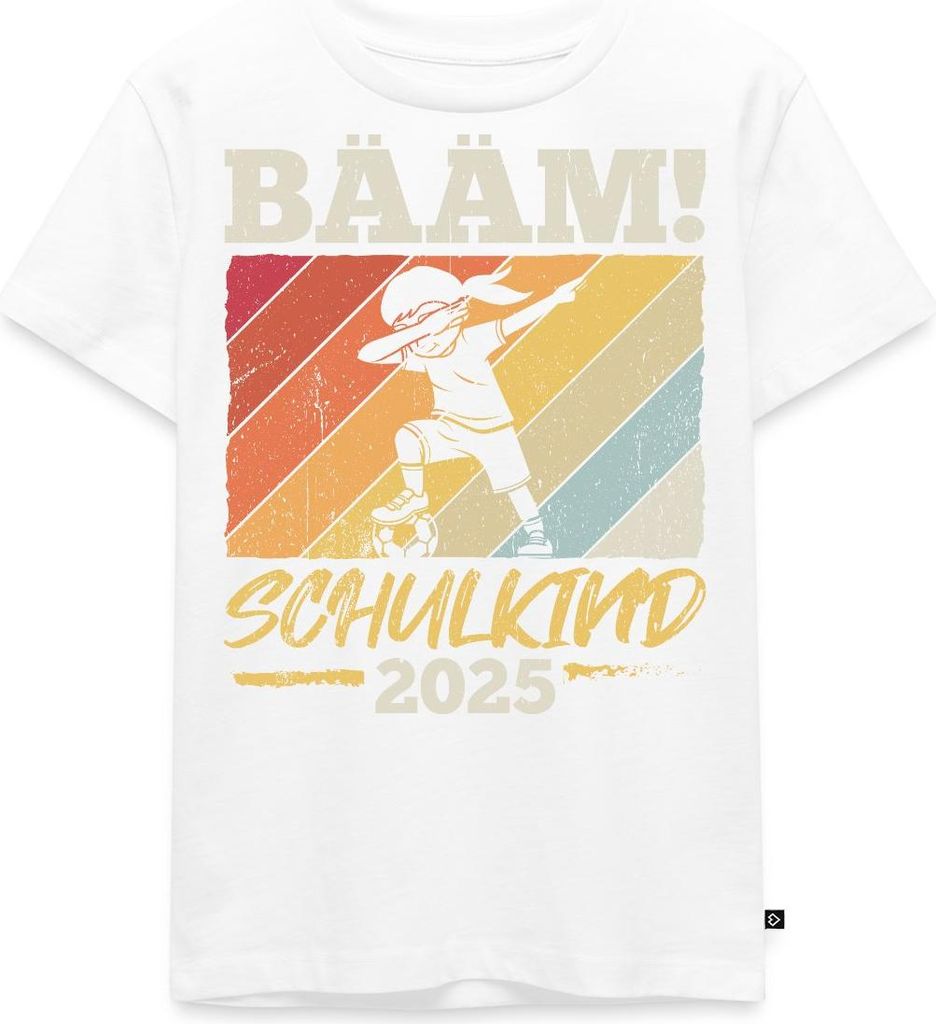 Spreadshirt Bääm! Schulkind 2025 Einschulung Kinder Premium T-Shirt, 98/104 (2 Jahre), Weiß
