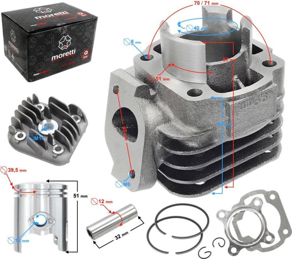Cilindro e testata per scooter 2 tempi 50 cm³ 1PE40QMB Immagine del prodotto 