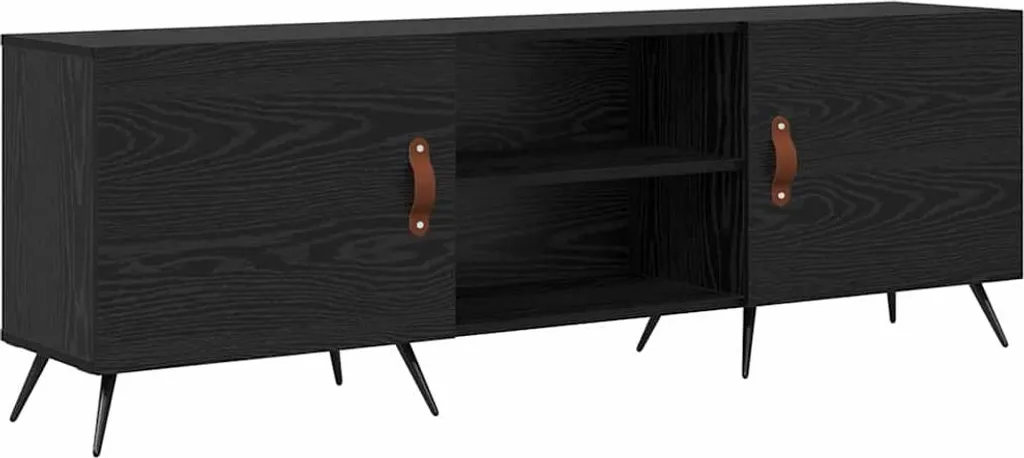 Mobile Soggiorno TV 150x30x50 cm Rovere Nero | Legno Resistente