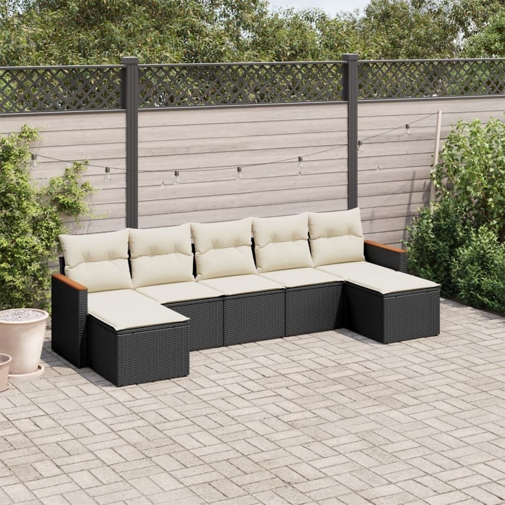 Maison Exclusive - 7-tlg. Garten-Sofagarnitur mit Kissen Schwarz Poly Rattan