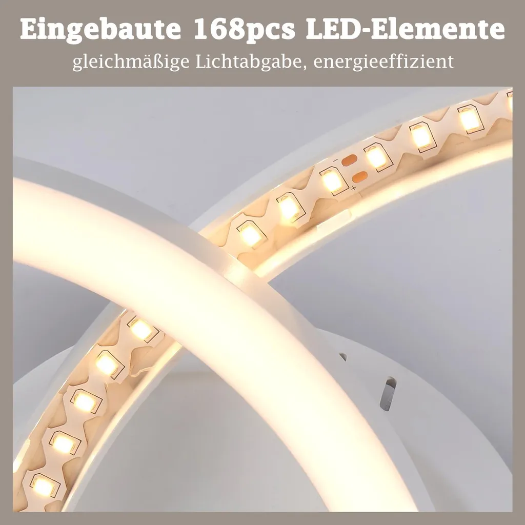 Plafonnier LED blanc chaud 3000K - Éclairage chic à 2 anneaux 40 cm - 3
