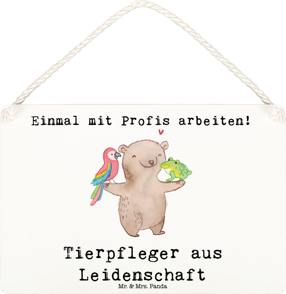 Mr. & Mrs. Panda Schild Tierpfleger Leidenschaft DIN A6 - Weiß - Geschenk, Holzschild, kleine aufmerksamkeit, wandtafel, Wandbild Holz, Türschild