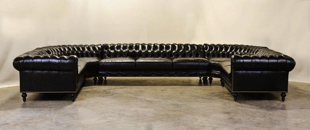 Chesterfield Wohnlandschaft Big XXL Couch Ledersofa Eck Sofa Design U Form #365