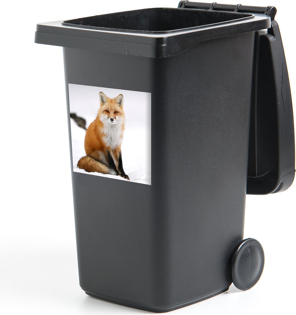 MuchoWow Mülltonnenaufkleber Fuchs - Schnee - Winter 40x40 cm - Abfall-Aufkleber - Container - für Abfallcontainer