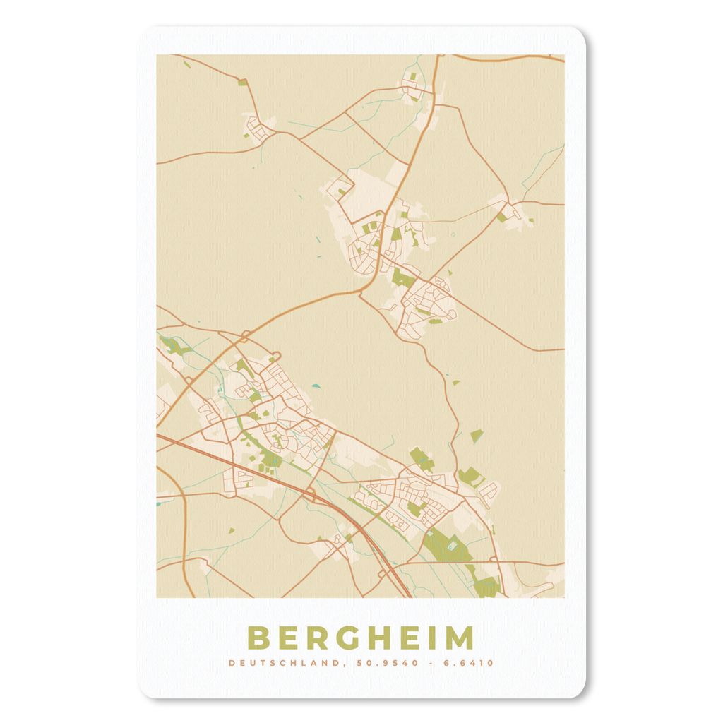 MuchoWow Mauspad Mousepad Karte - Jahrgang - Bergheim - Stadtplan 18x27 cm - Mousepads - Maus Mat - Pad - Mausunterlage