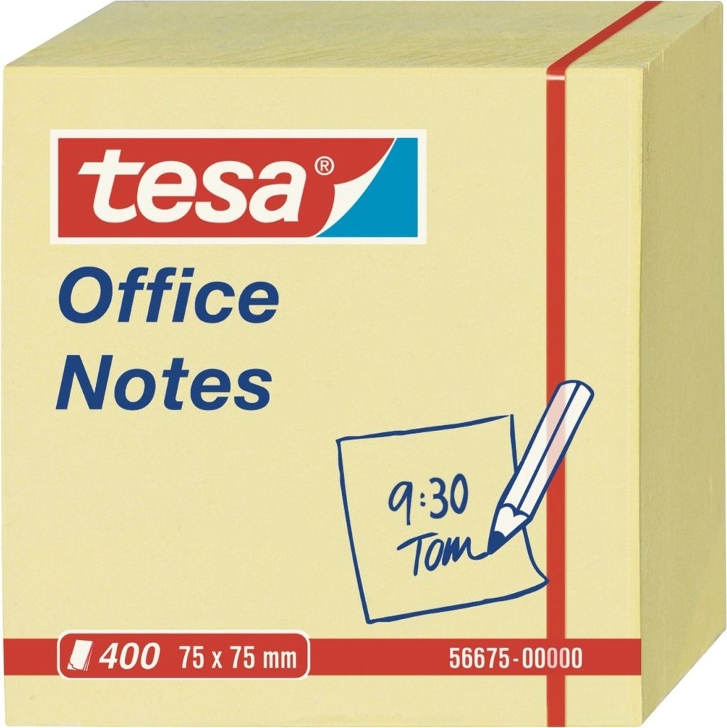 Haftnotizen tesa Office Notes Würfel 75x75mm 400 Blatt gelb Packung mit 60 Stück