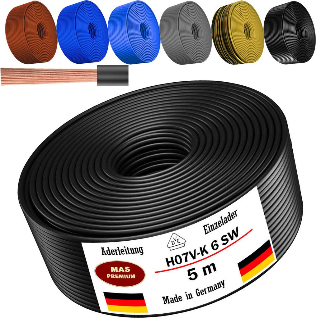 5m žilový kábel H07 V-K SW 1x6 mm² čierny Jednožilový Obrázok produktu 