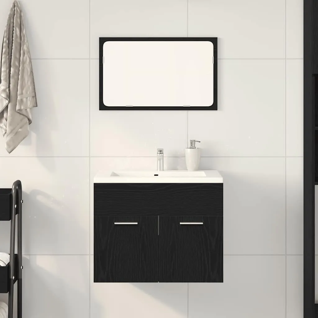 Set Bagno Sospeso Maison Exclusive Rovere Nero | Design 2 Pezzi Moderno