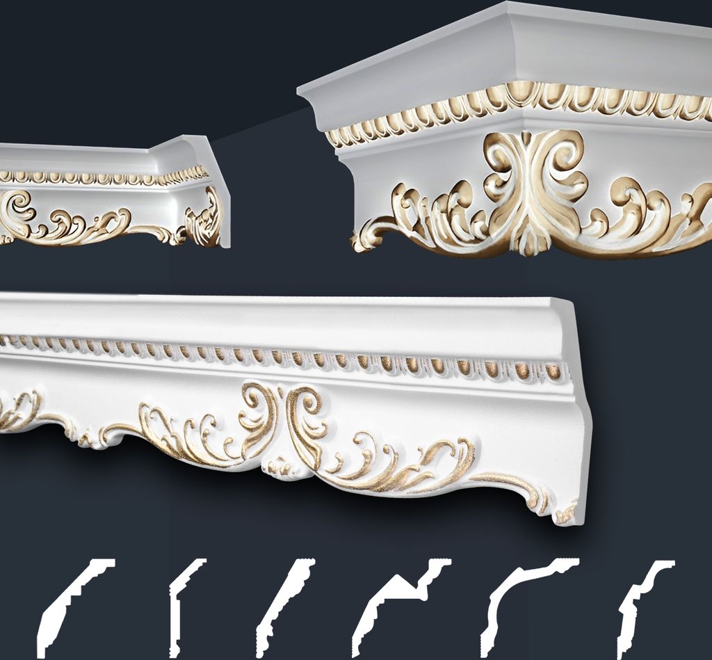 Marbet Deckenleisten gold Sparpaket aus Styropor EPS - Stuckleisten gemustert, im traditionellen Design - (32 Meter B-36 G) Stuckprofil Zierprofil ...