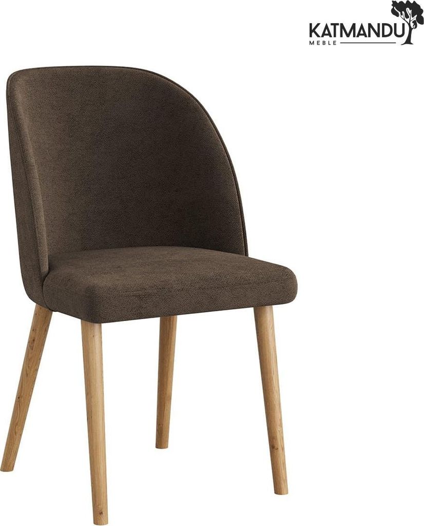 Esszimmerstuhl Olbia in Braun – Chenille Rebel 23 mit Holzbeinen