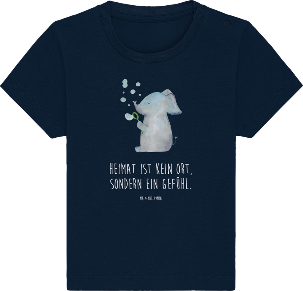 Mr. & Mrs. Panda Organic Baby Shirt Elefant Seifenblasen 12. - 18. Monat - French Navy - Geschenk, Liebesspruch, Elefanten, Heimat, , Liebe, Lustig...