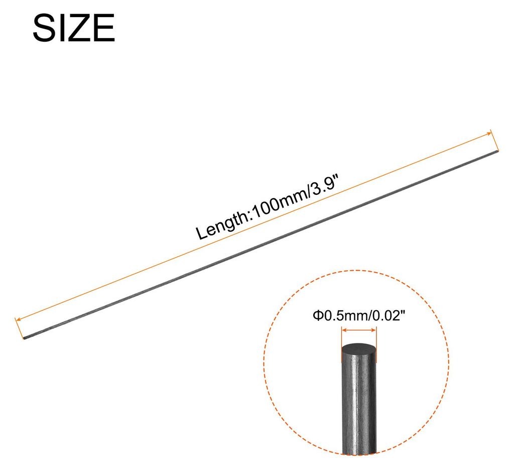 5er Pack Carbonfaserstab, 0,5mm x 100mm fš¹r RC Flugzeug DIY Werkzeug Flš¹gelrohr Quadcopter Arm